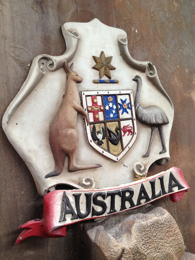 COAT OF ARMS, Australian - Faux Concrete Painted 60 x 65cm